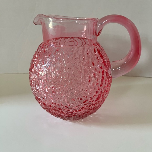 Pink Textured Glass Teleflora Pitcher Flower Vase Vintage 1980’s - Picture 3 of 10